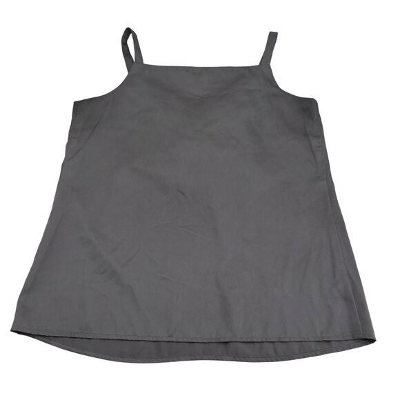 Ann Taylor LOFT Women's size Med Gray Black Satin Sleeveless Top Blouse Ruffled - Picture 5 of 5